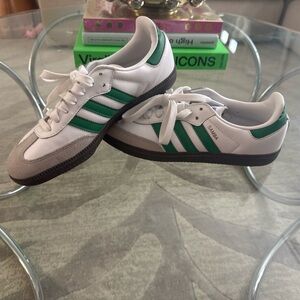 adidas Kids White and Green Sneakers
